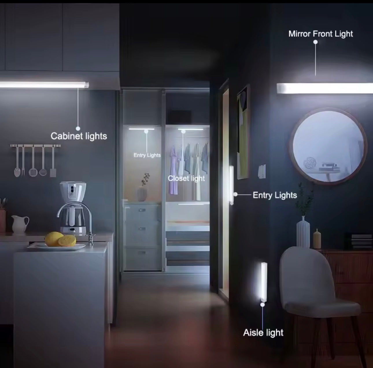 BARRA LUZ LED RECARGABLE CON SENSOR