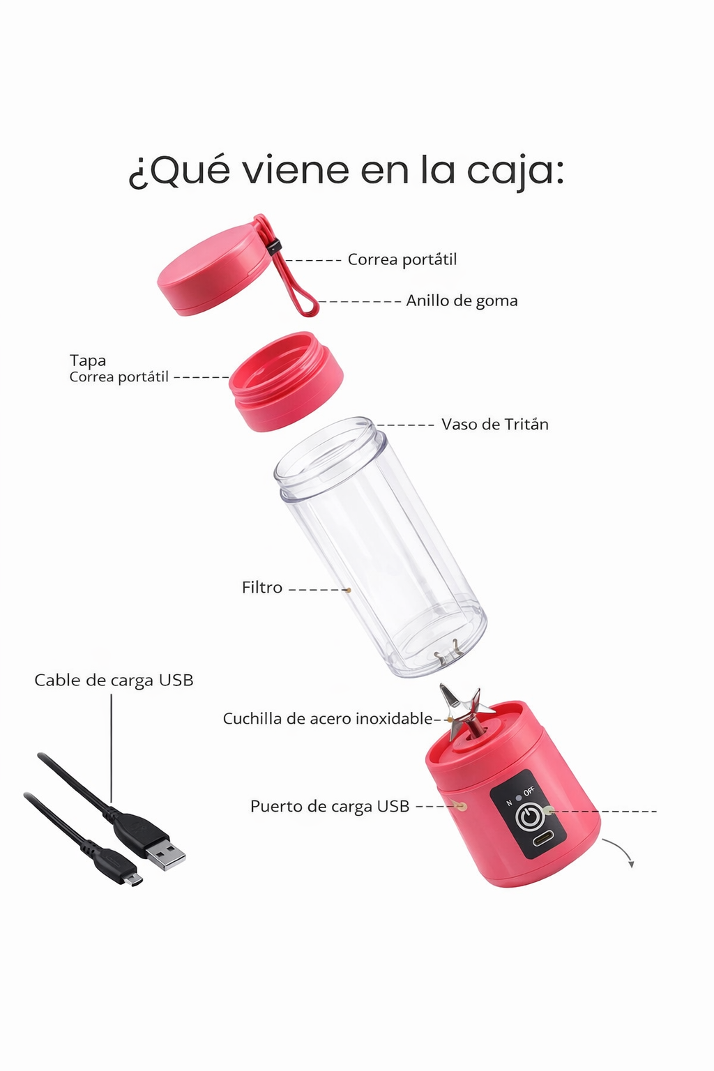 Mini licuadora portátil de 6 aspas