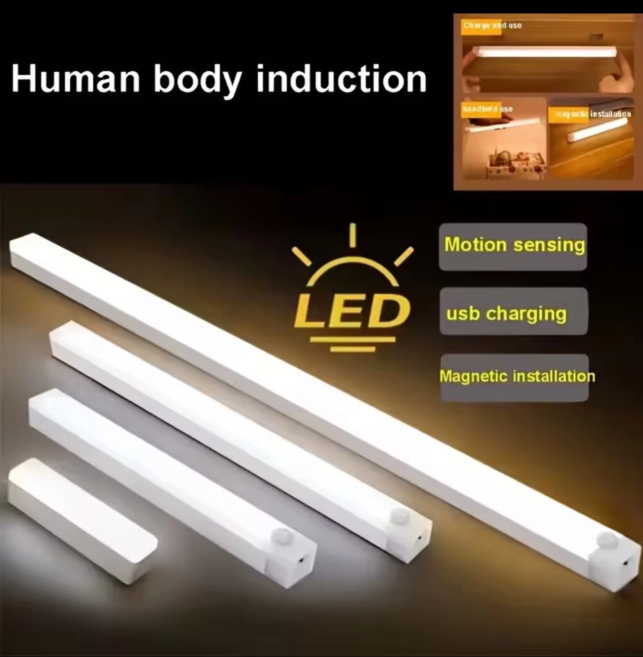 BARRA LUZ LED RECARGABLE CON SENSOR